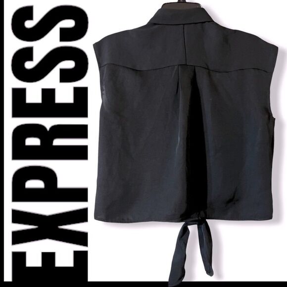 😊 3/$30 
NWT EXPRESS Black front tie crop top, Sz Small. Collared button down - Picture 3 of 7